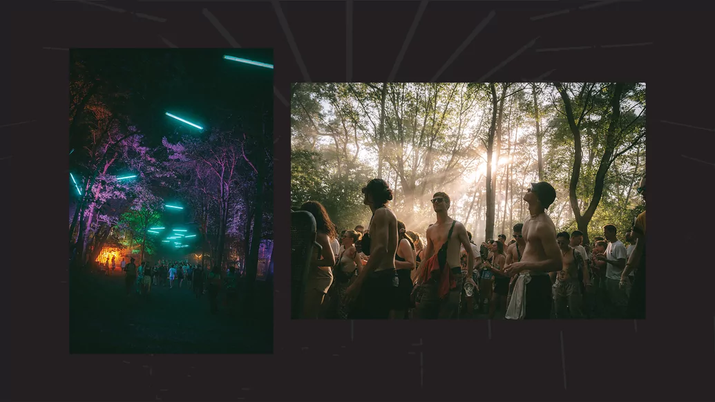Two images of Awakenings Festival on a grey background