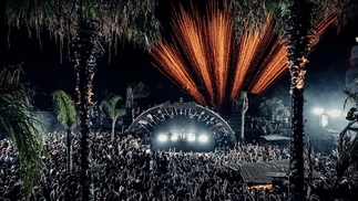 Photo of the mainstage at a World Club Dome festival with fireworks