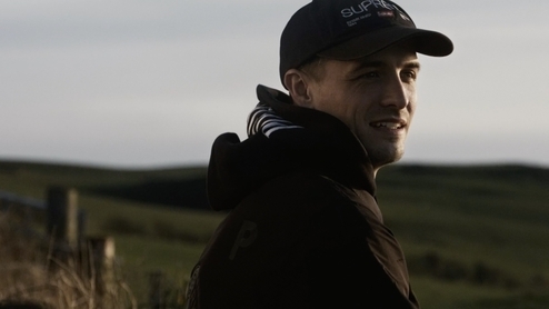 Screenshot of Ewan in the countryside in Ayr taken from his BBC documentary, Back Tae Ayr