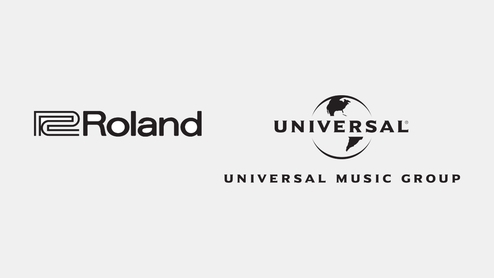 A composite image of the Roland and Univeral Music Group logos